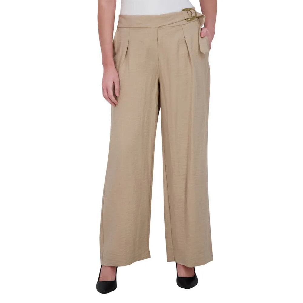 NWT DKNY Women's High Rise Lightweight Textured Belted Wide Leg Dress Pants